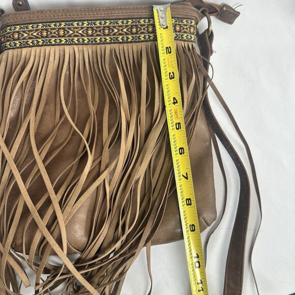 Y2K Crossbody Bag Faux Leather Fringe Woven Design Adjustable Strap - Picture 10 of 10